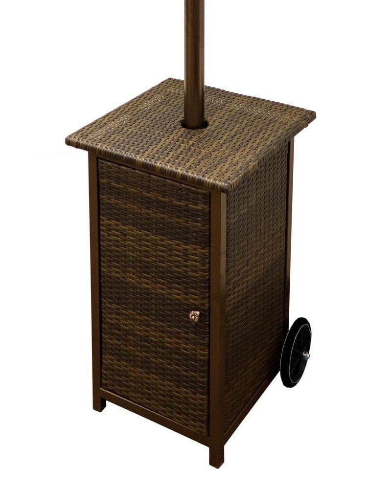 87" Tall Square Wicker Patio Heater with Table - Outdoor Art Pros
