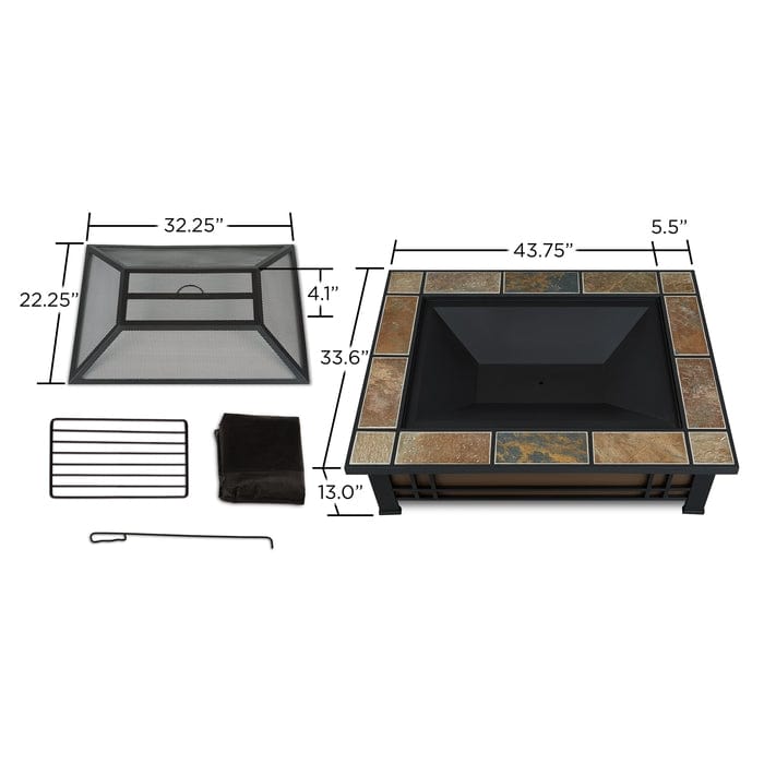 Hamilton Rectangle Wood Burning Fire Pit - Outdoor Art Pros