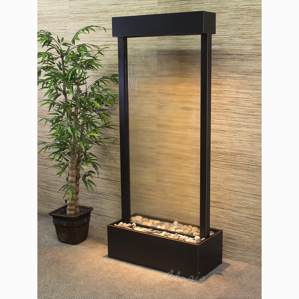 HarmonyRiver_CenteredInBase_-ClearGlass-BlackenedCopper-White - Outdoor Art Pros