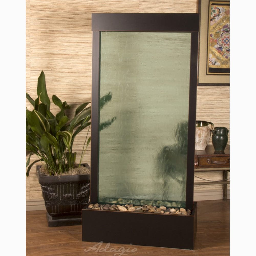 HarmonyRiver_CenteredInBase_-GreenGlass-BlackenedCopper-White - Outdoor Art Pros