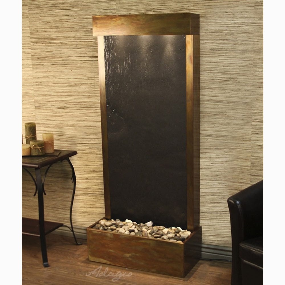 HarmonyRiver_FlushMountedTowardsRearOfTheBase_-BlackFeatherStone-RusticCopper-White - Outdoor Art Pros