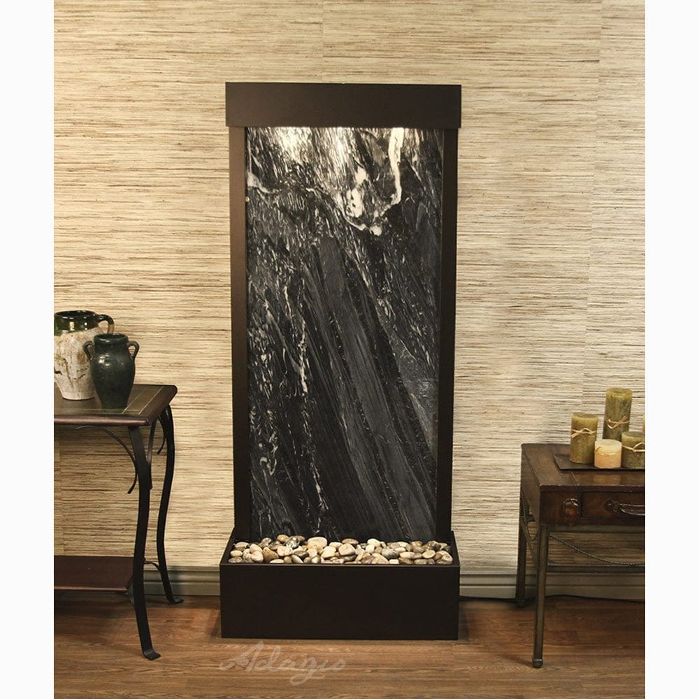 HarmonyRiver_FlushMountedTowardsRearOfTheBase_-BlackSpiderMarble-AntiqueBronze-White - Outdoor Art Pros