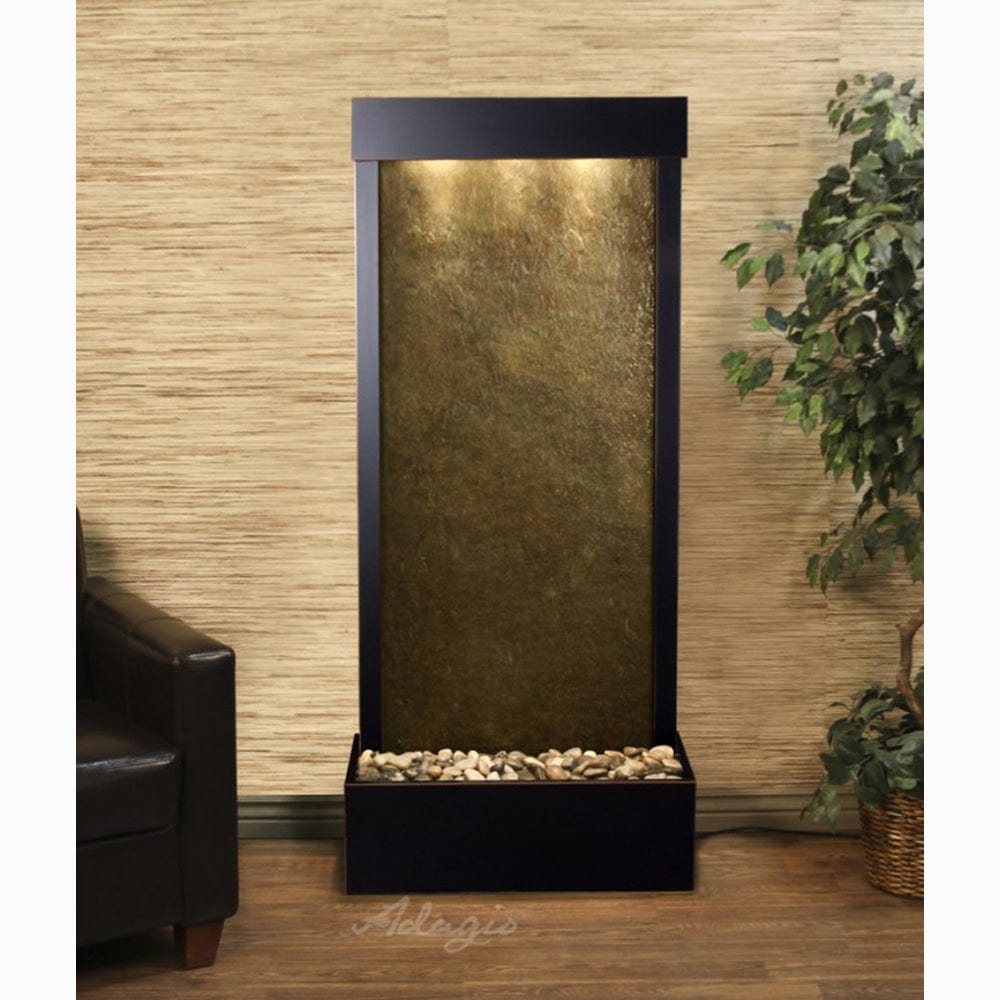 HarmonyRiver_FlushMountedTowardsRearOfTheBase_-GreenFeatherStone-BlackenedCopper-White - Outdoor Art Pros