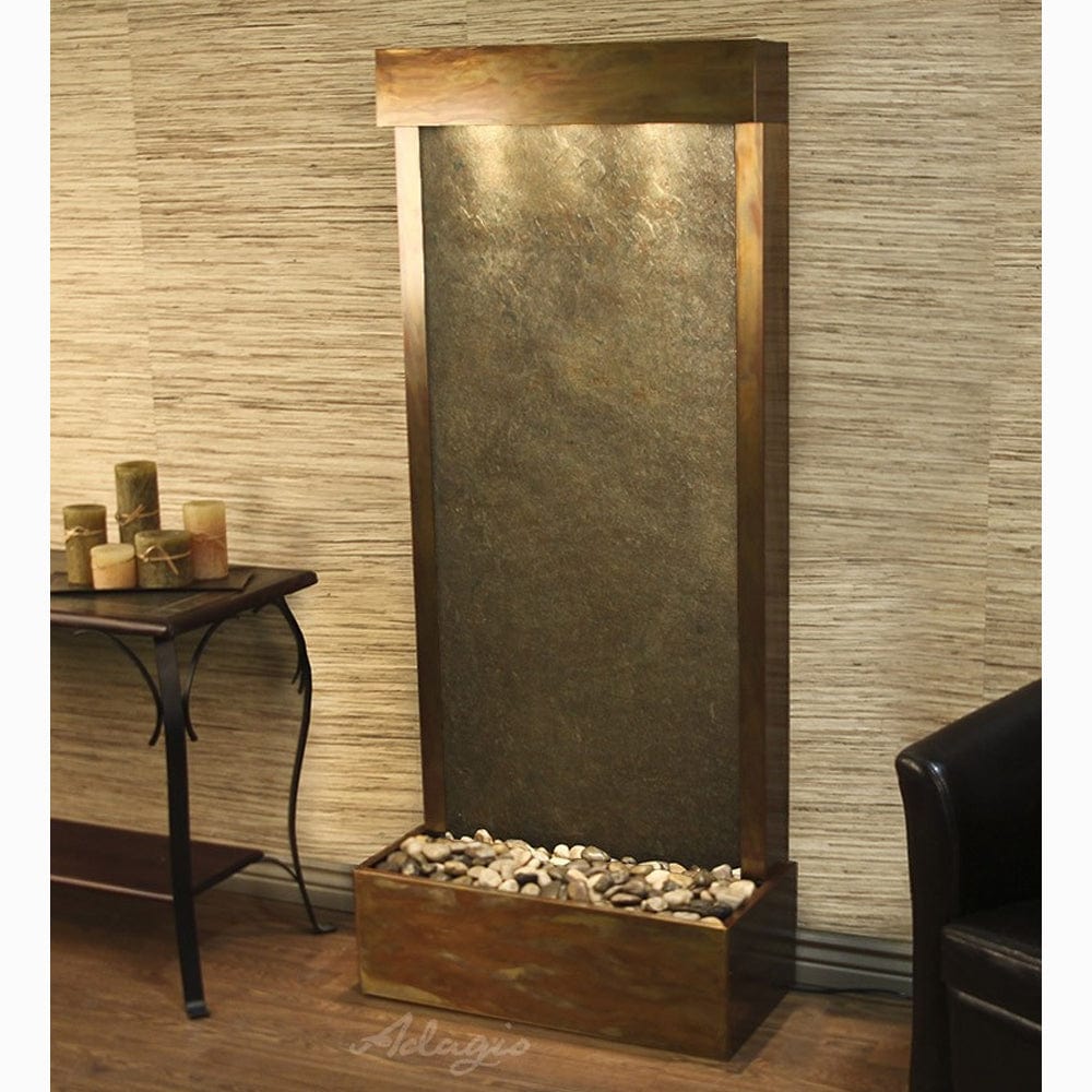 HarmonyRiver_FlushMountedTowardsRearOfTheBase_-GreenFeatherStone-RusticCopper-White - Outdoor Art Pros