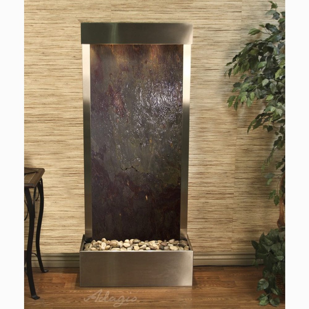 HarmonyRiver_FlushMountedTowardsRearOfTheBase_-Multi-ColorFeatherStone-StainlessSteel-White - Outdoor Art Pros