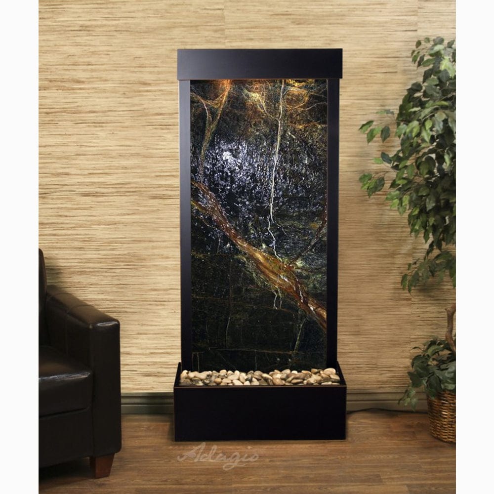 HarmonyRiver_FlushMountedTowardsRearOfTheBase_-RainforestGreenMarble-BlackenedCopper-White - Outdoor Art Pros