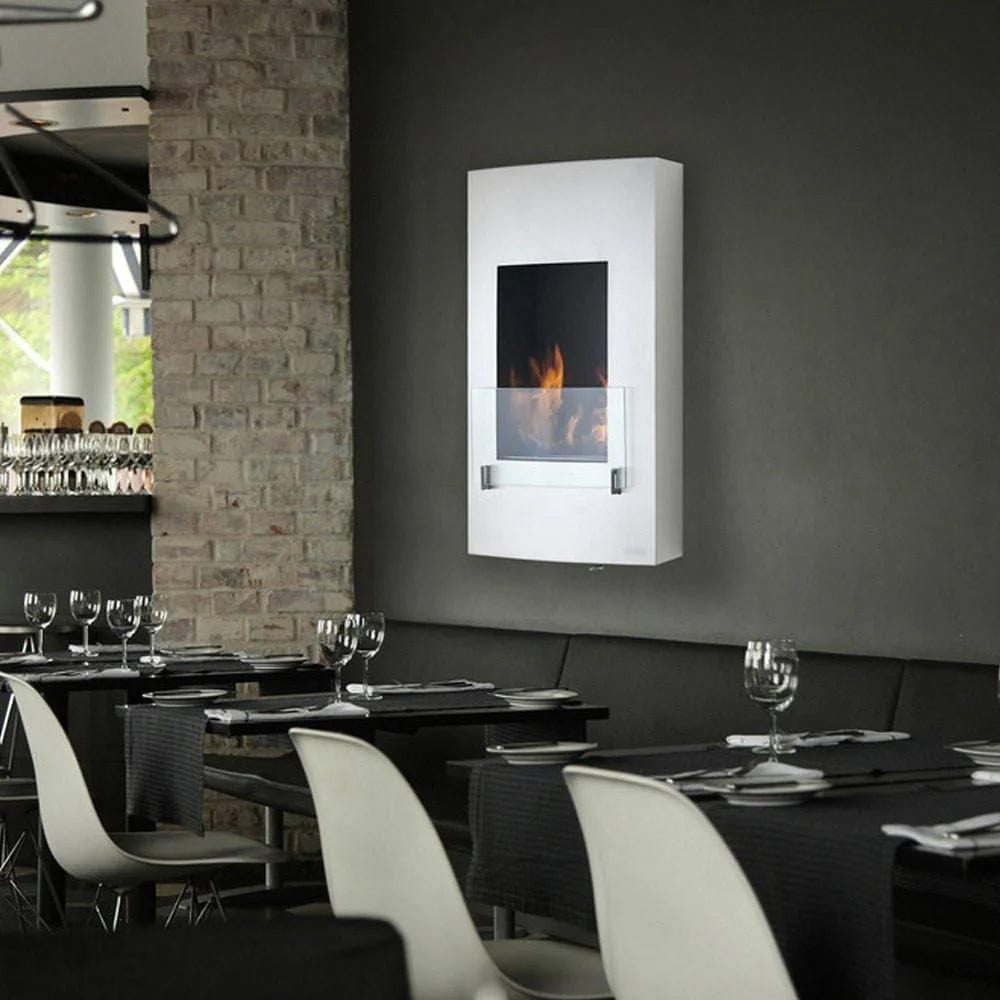 Eco-Feu Hollywood Wall Mounted Stainless Steel Biofuel Fireplace - Outdoor Art Pros