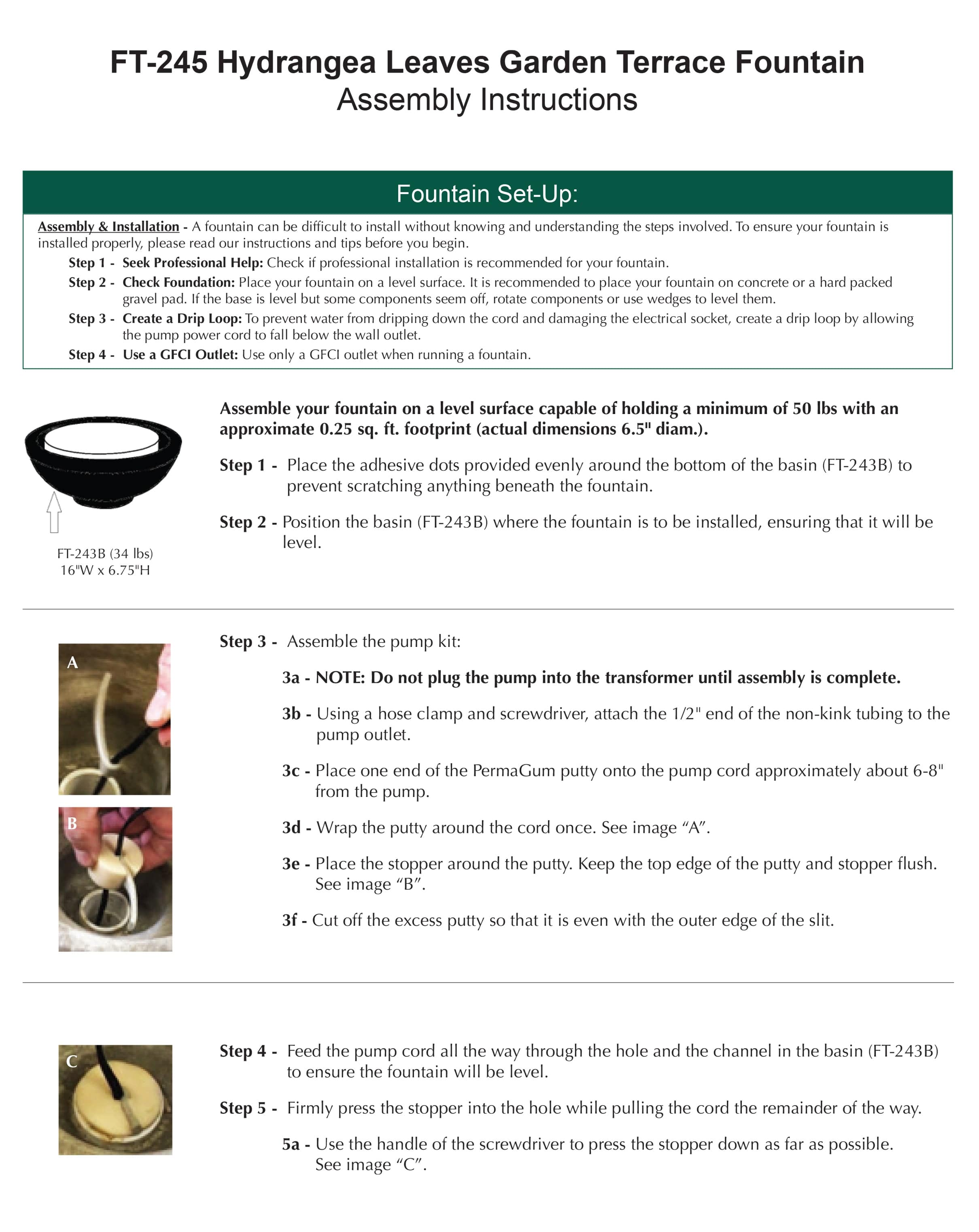 Hydrangea Leaves Garden Terrace Fountain - Outdoor Art Pros