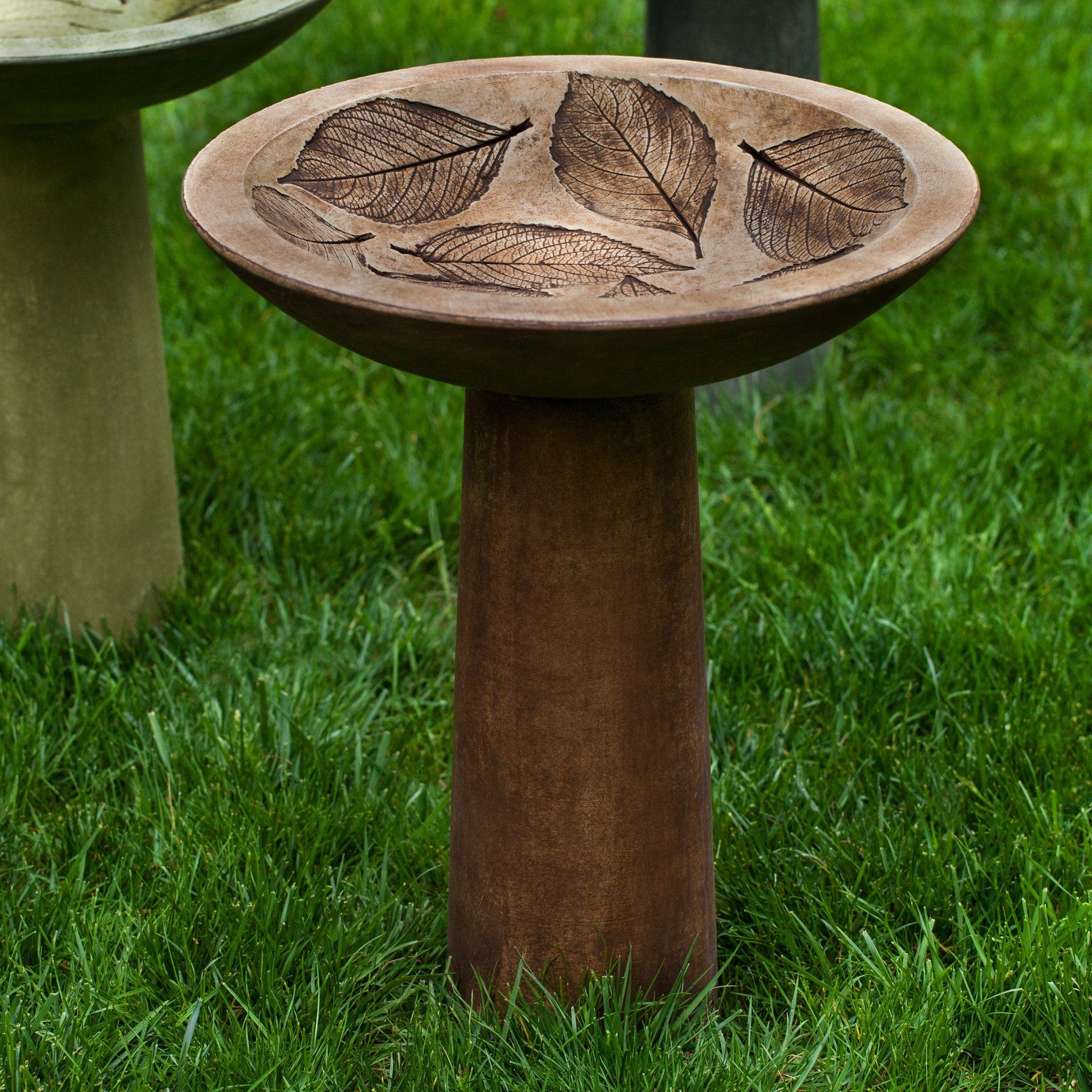 Hydrangea Leaf Cast Stone Birdbath - Outdoor Art Pros