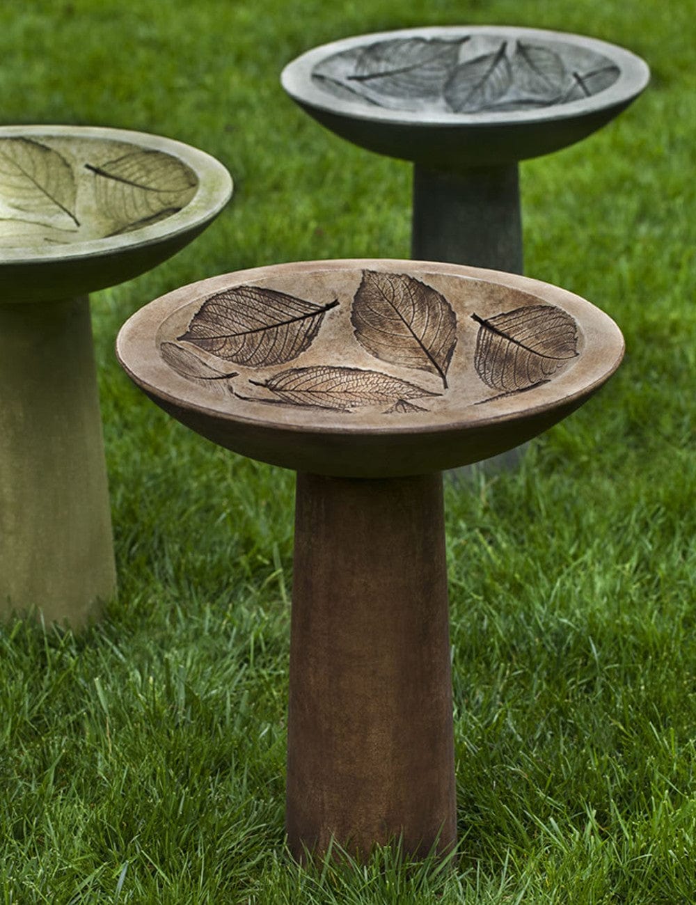 Hydrangea Leaf Cast Stone Birdbath - Outdoor Art Pros