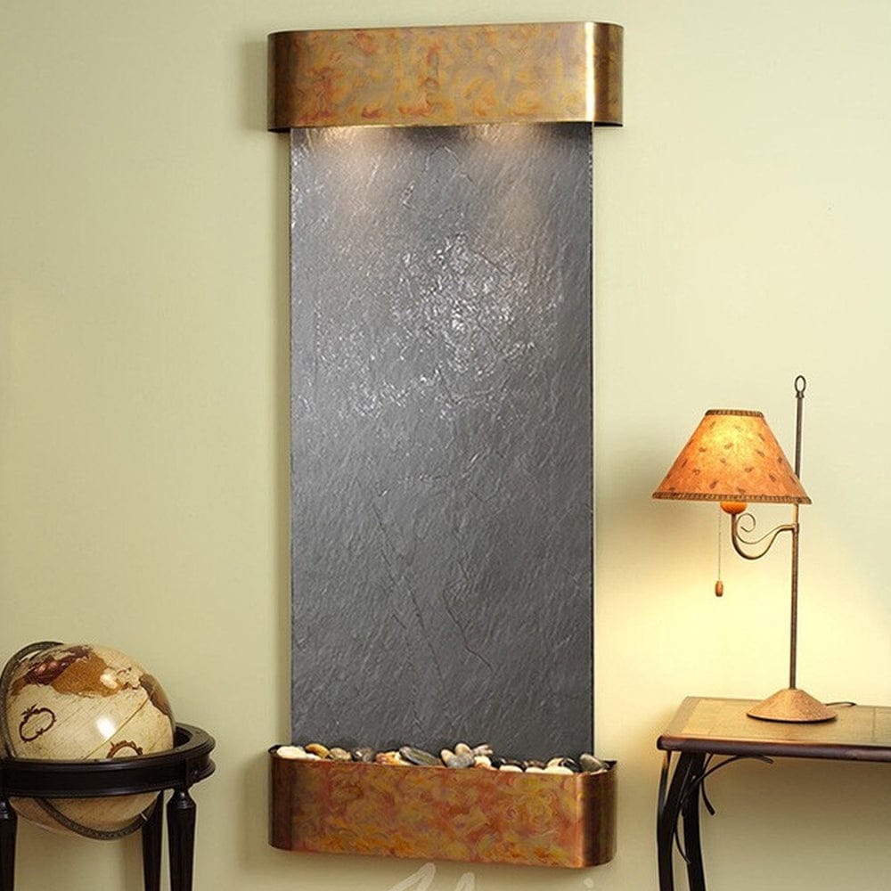 Inspiration_Falls_Black_Featherstone_with_Rustic_Copper_Trim_and_Round_Corners - Outdoor Art Pros