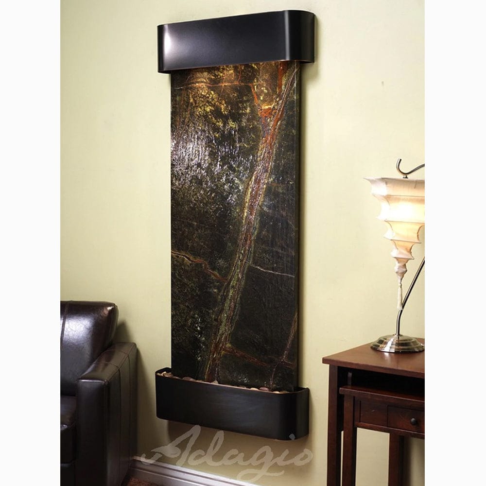 Inspiration_Falls_Rainforest_Green_Marble_with_Blackened_Copper_Trim_and_Round_Corners - Outdoor Art Pros