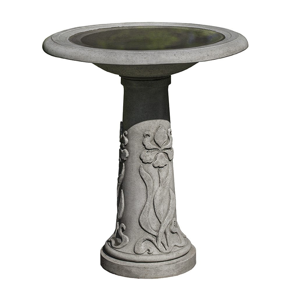 Iris Cast Stone Birdbath - Outdoor Art Pros