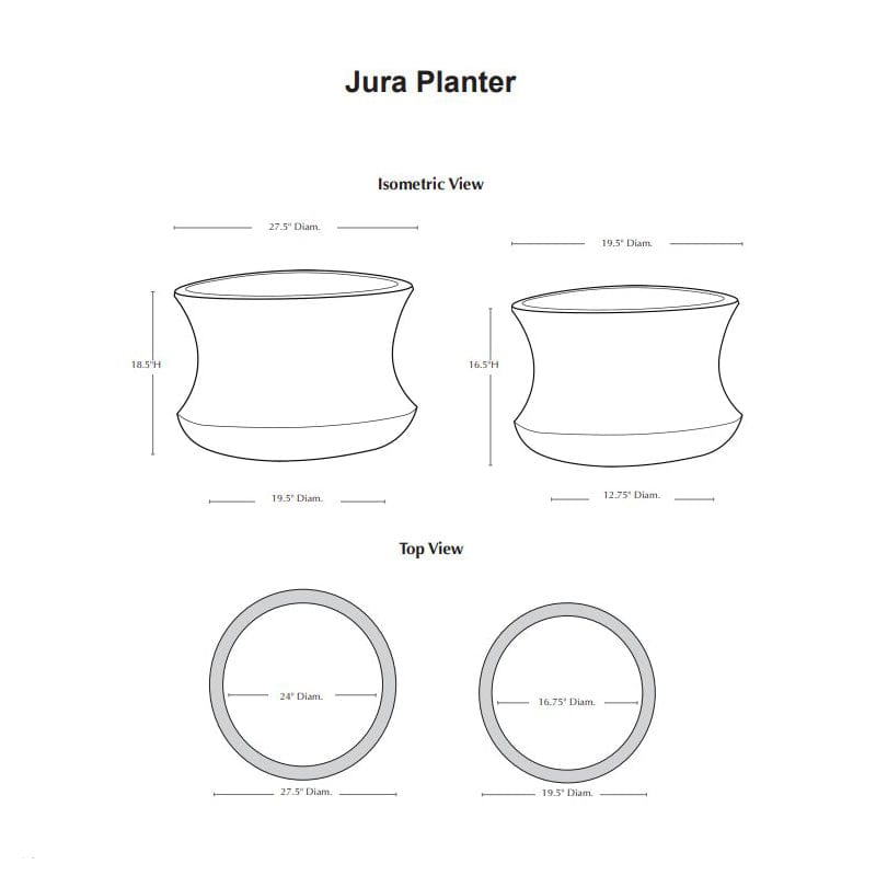 Jura Planter Set of 2 Specs - Outdoor Art Pros