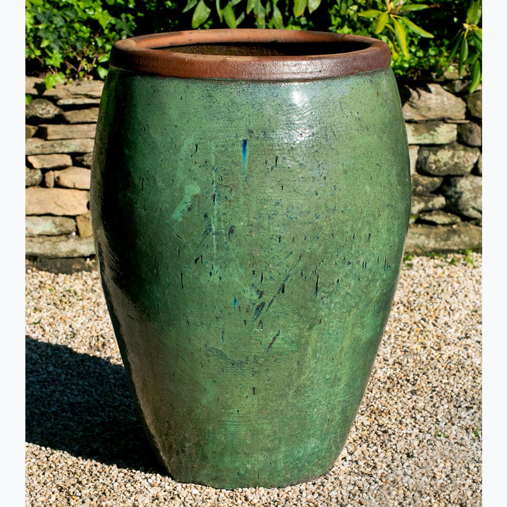 rustic ceramic plant pots Kuro Jar in Rustic Green