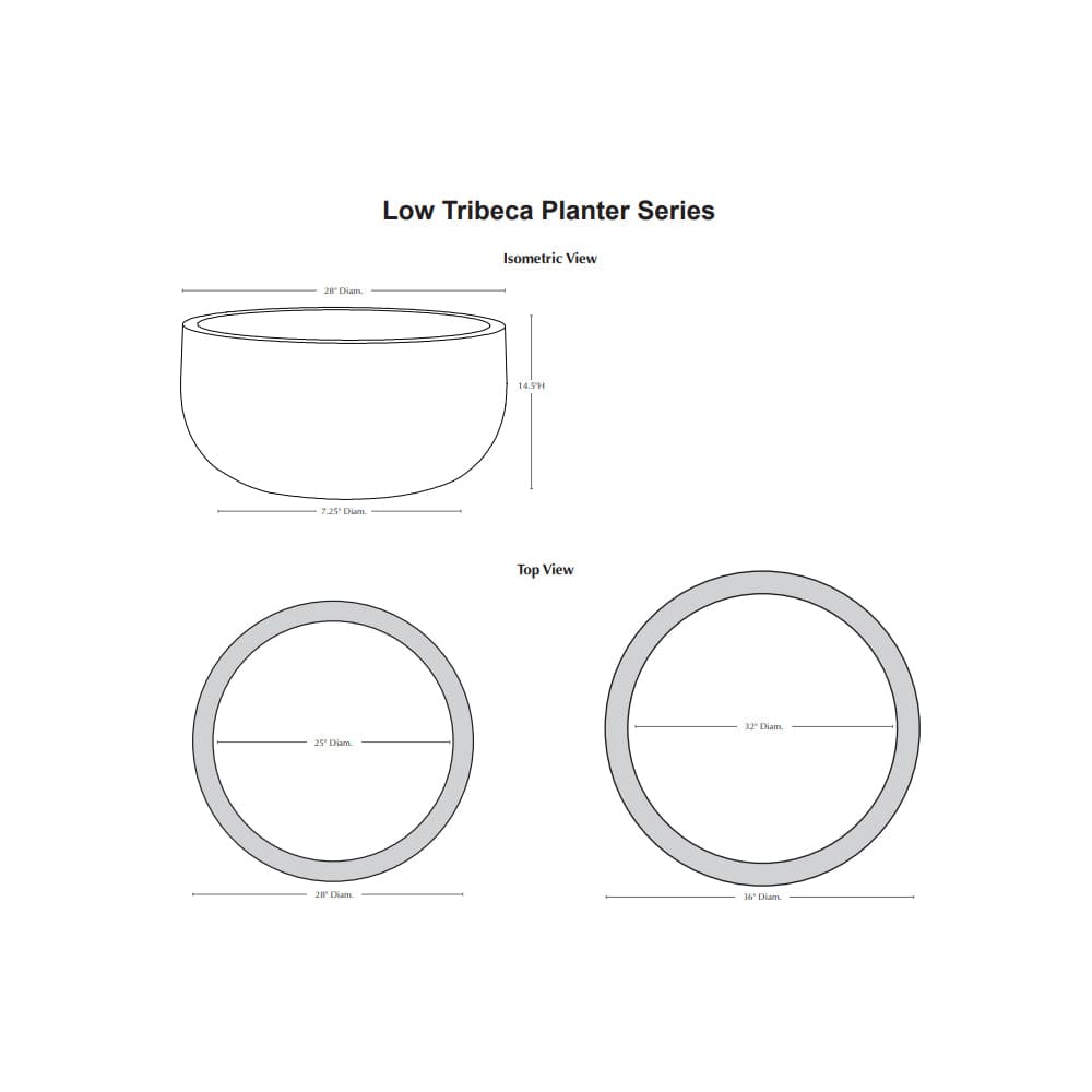 Low Tribeca Planter, XLG - Outdoor Art Pros