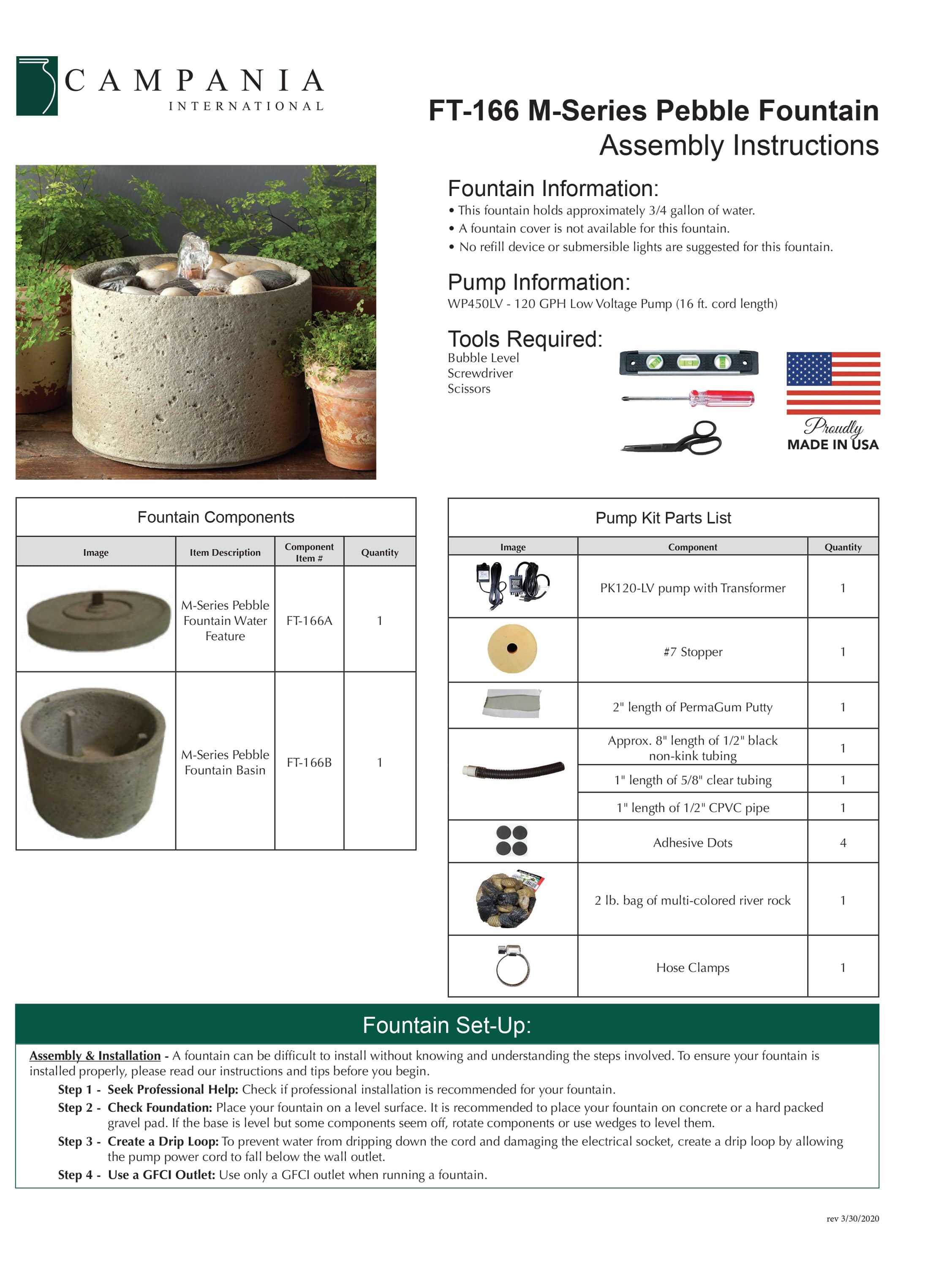 M-Series Pebble Garden Fountain - Outdoor Art Pros