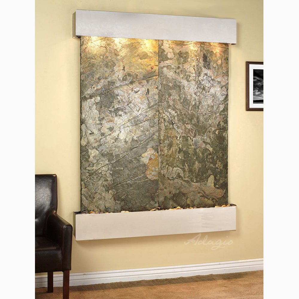 MajesticRiver-GreenSlate-StainlessSteel-SquaredCorners - Outdoor Art Pros