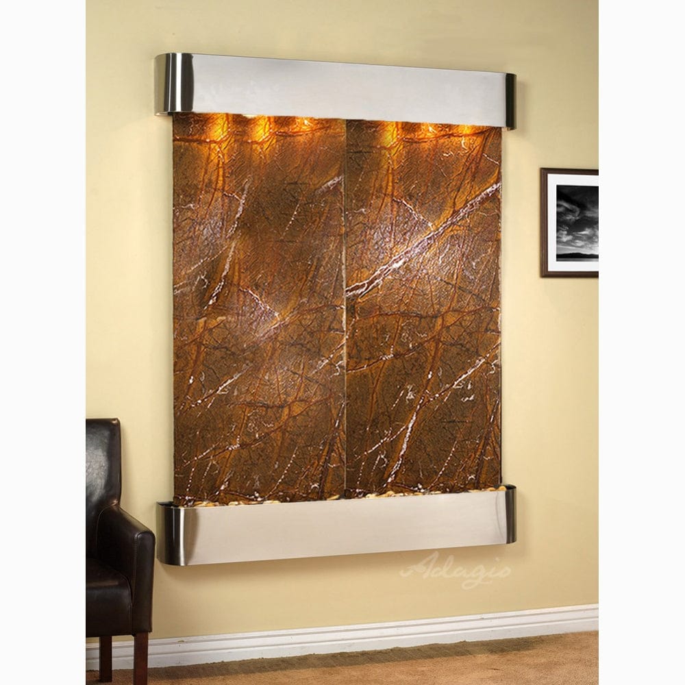 MajesticRiver-RainforestBrownMarble-StainlessSteel-Rounded-Corners - Outdoor Art Pros