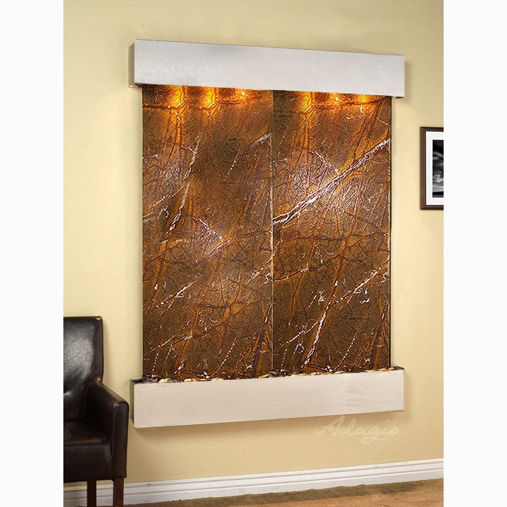 MajesticRiver-RainforestBrownMarble-StainlessSteel-SquaredCorners - Outdoor Art Pros