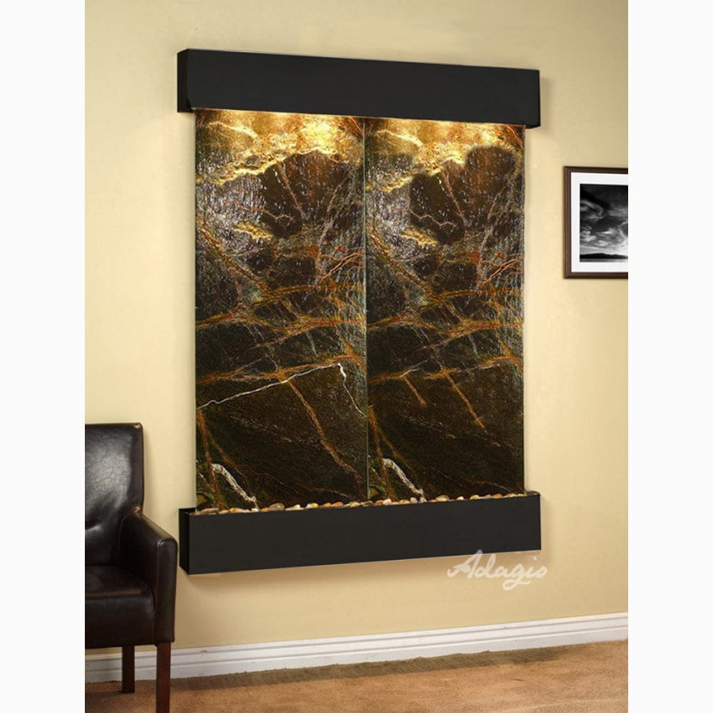 MajesticRiver-RainforestGreenMarble-BlackenedCopper-SquaredCorners - Outdoor Art Pros