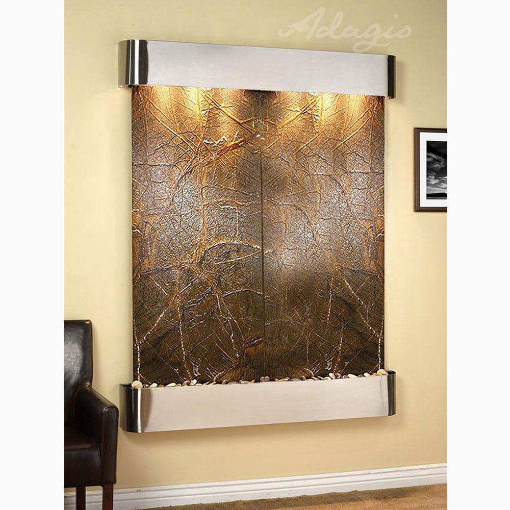 MajesticRiver-RainforestGreenMarble-StainlessSteel-Rounded-Corners - Outdoor Art Pros