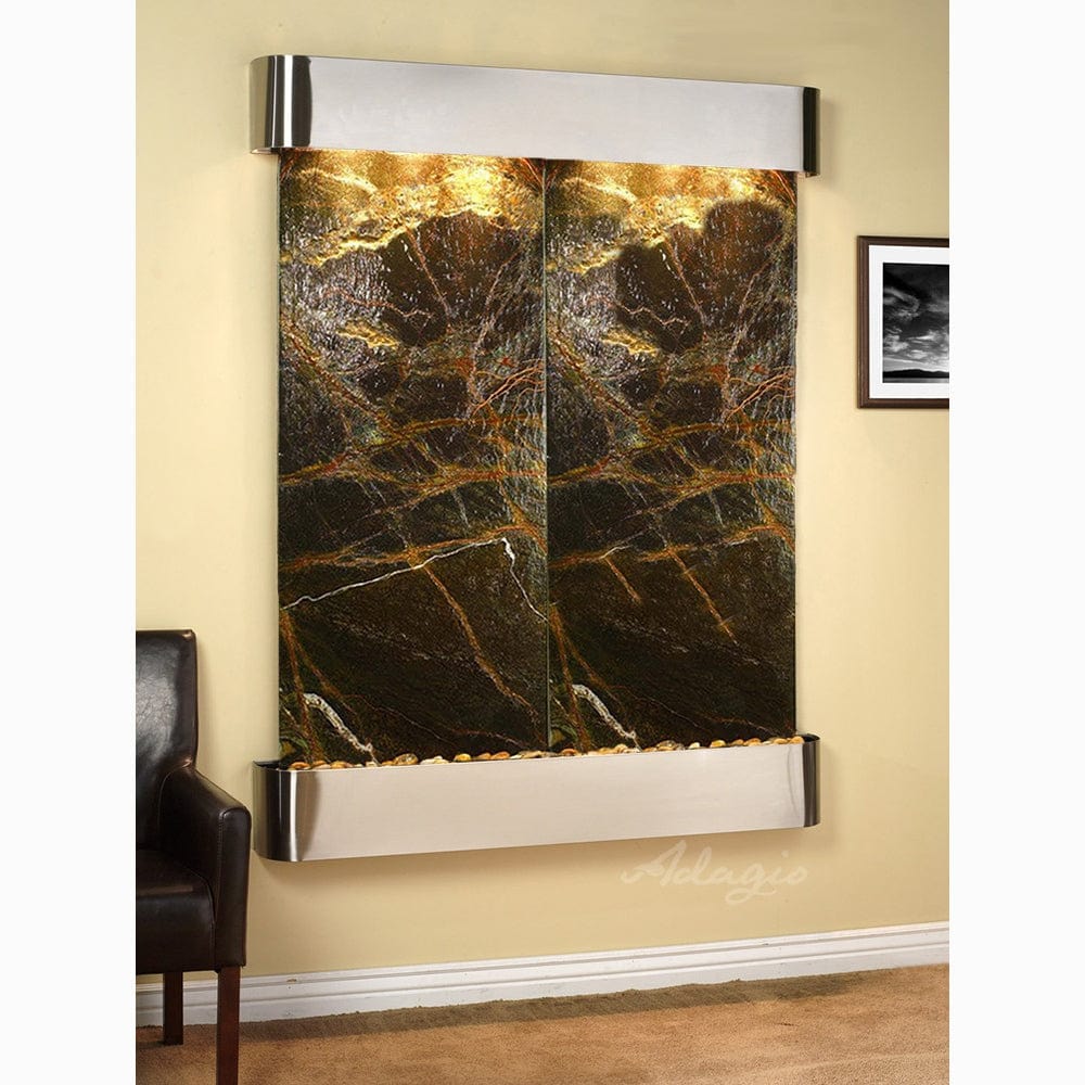 MajesticRiver-RainforestGreenMarble-StainlessSteel-RoundedCorners - Outdoor Art Pros