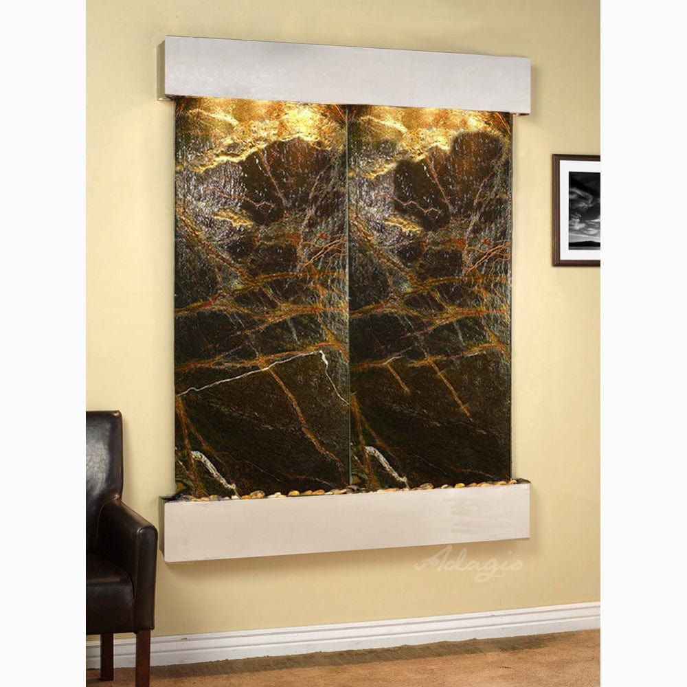 MajesticRiver-RainforestGreenMarble-StainlessSteel-SquaredCorners - Outdoor Art Pros