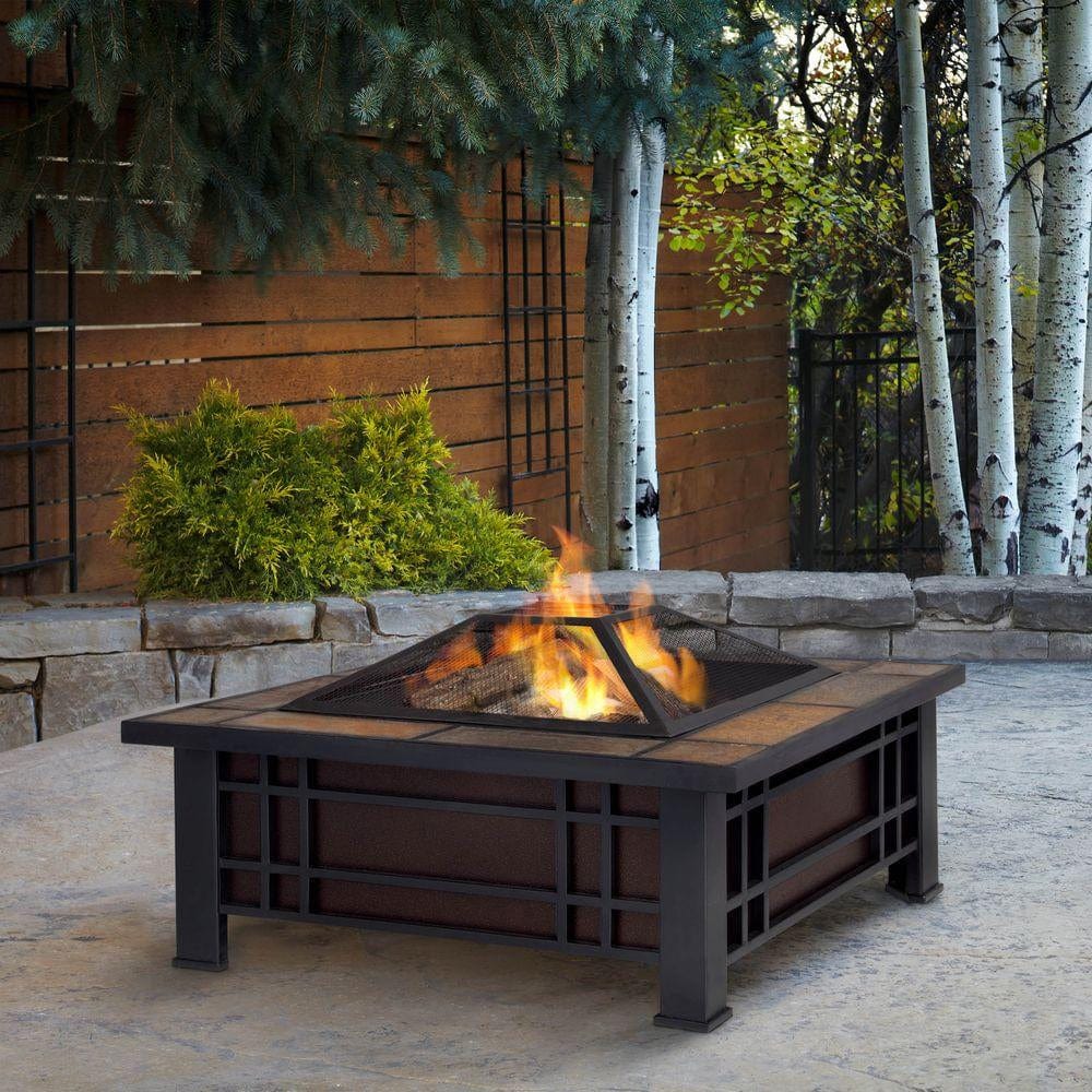 Morrison Wood Burning Fire Pit with Natural Slate Top - Outdoor Art Pros