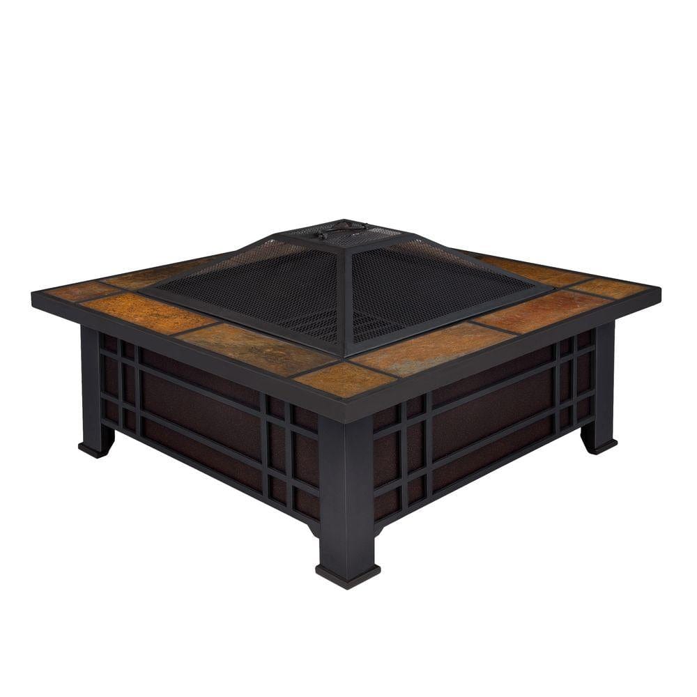Morrison Wood Burning Fire Pit with Natural Slate Top - Outdoor Art Pros
