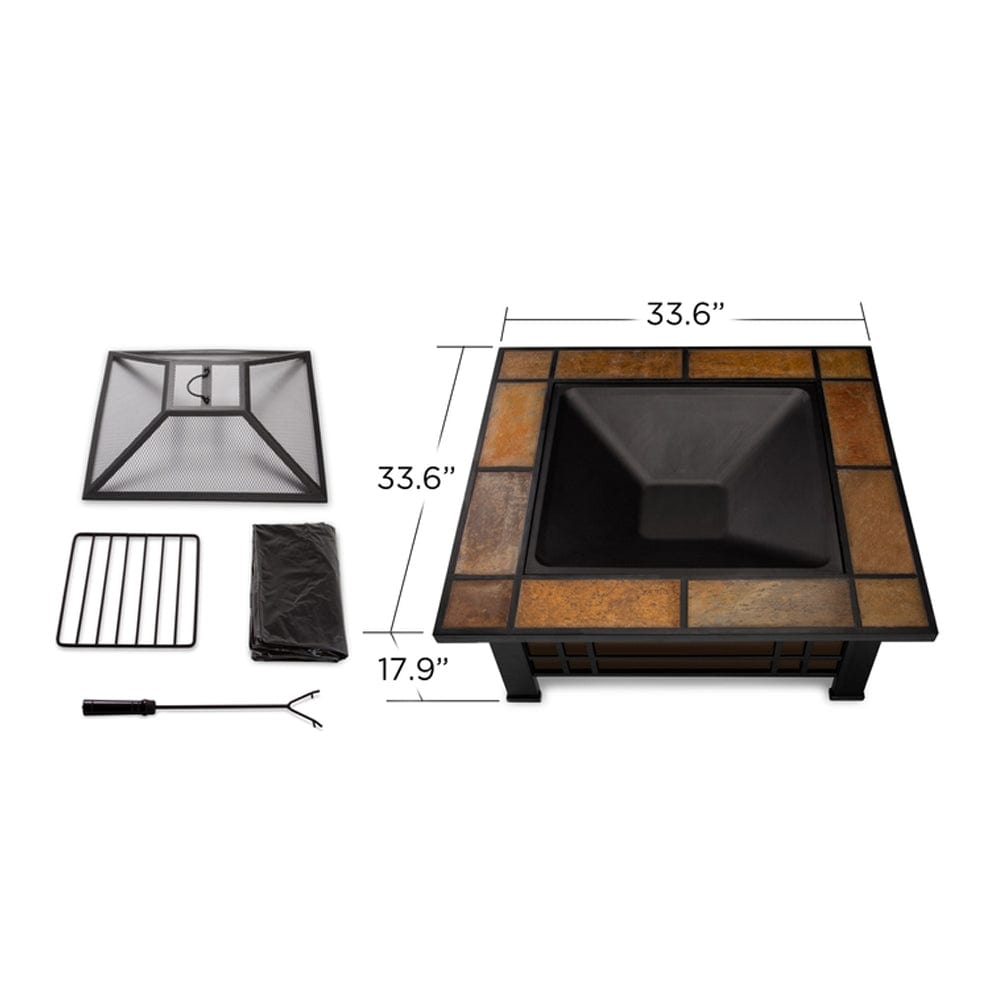 Morrison Wood Burning Fire Pit with Natural Slate Top - Outdoor Art Pros