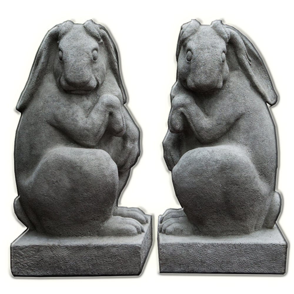 Newport Rabbit Facing Left Cast Stone Garden Statue - Outdoor Art Pros