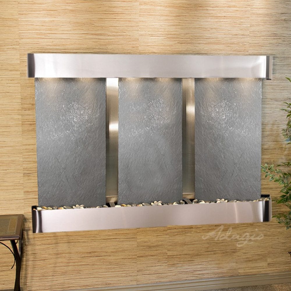 OlympusFalls-BlackFeatherStone-StainlessSteel-SquaredCorners - Outdoor Art Pros