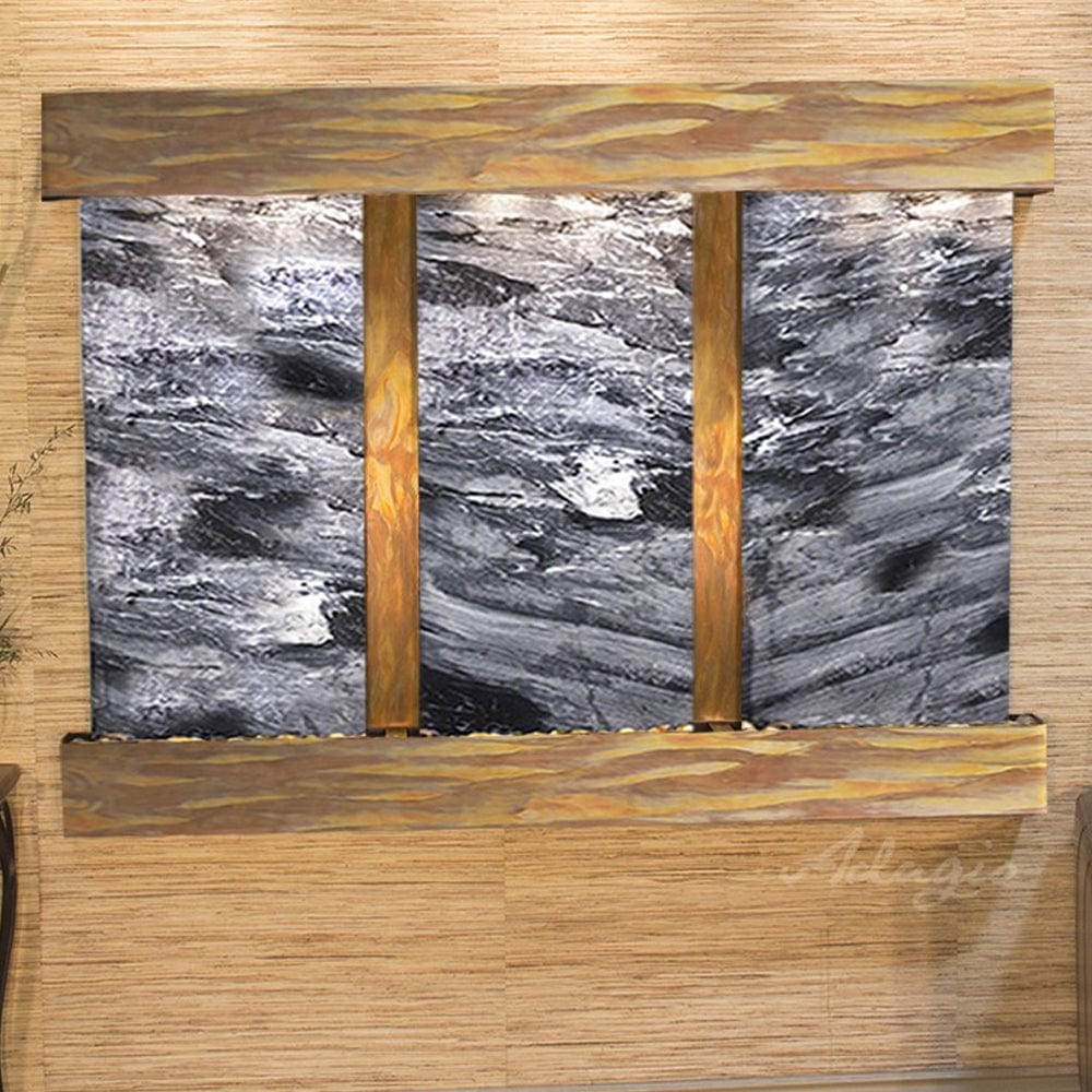 OlympusFalls-BlackSpiderMarble-RusticCopper-SquaredCorners - Outdoor Art Pros