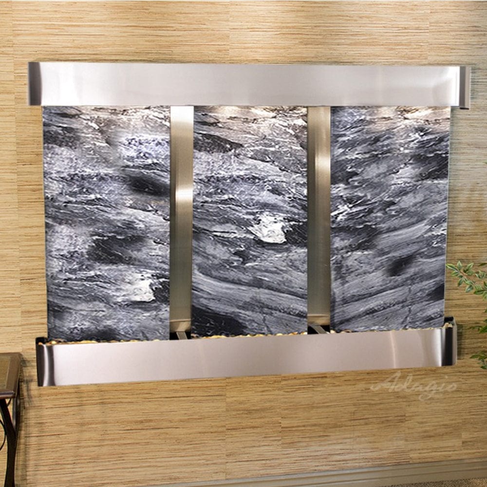 OlympusFalls-BlackSpiderMarble-StainlessSteel-RoundedCorners - Outdoor Art Pros