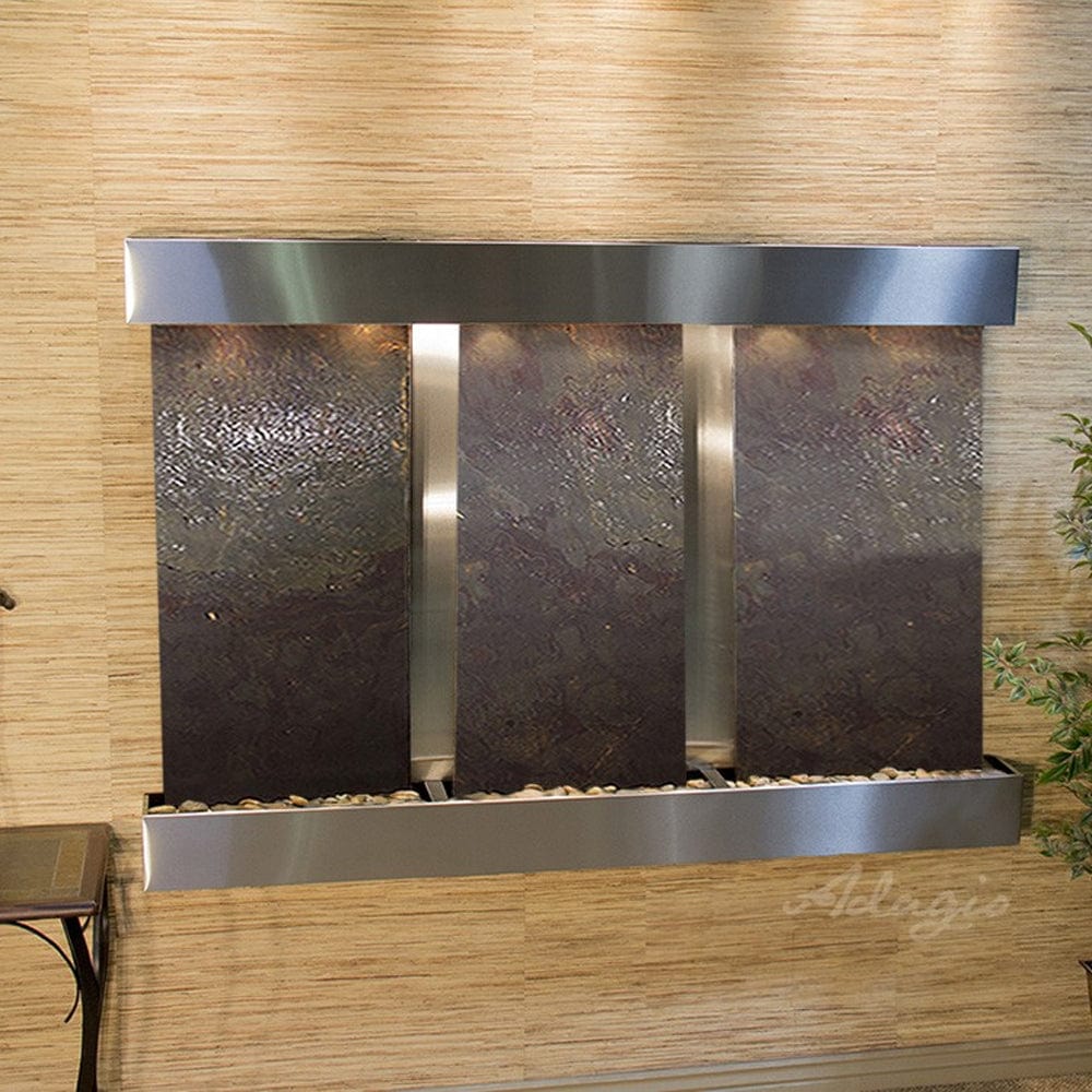 OlympusFalls-Multi-ColorFeatherStone-StainlessSteel-SquaredCorners - Outdoor Art Pros