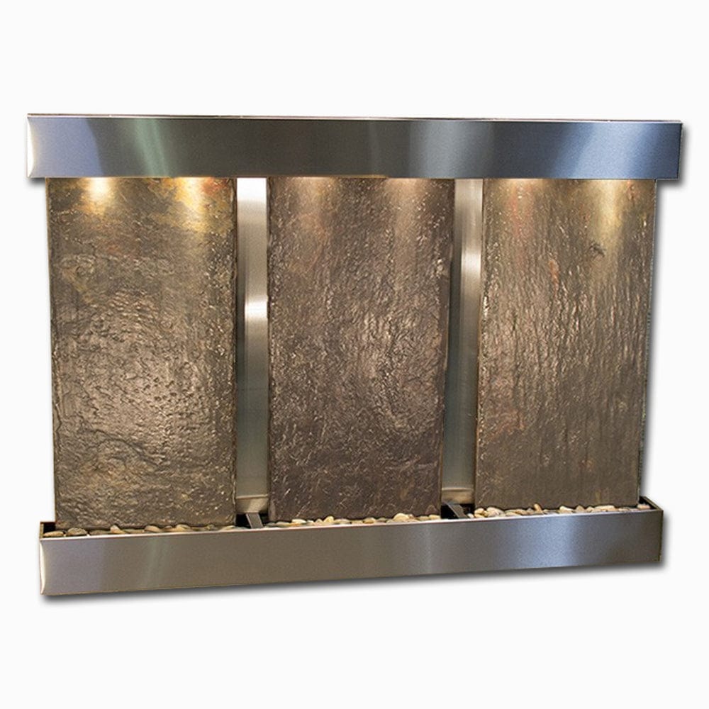 Olympus Falls - Multi-Color Slate - Stainless Steel - Squared - White - Outdoor Art Pros