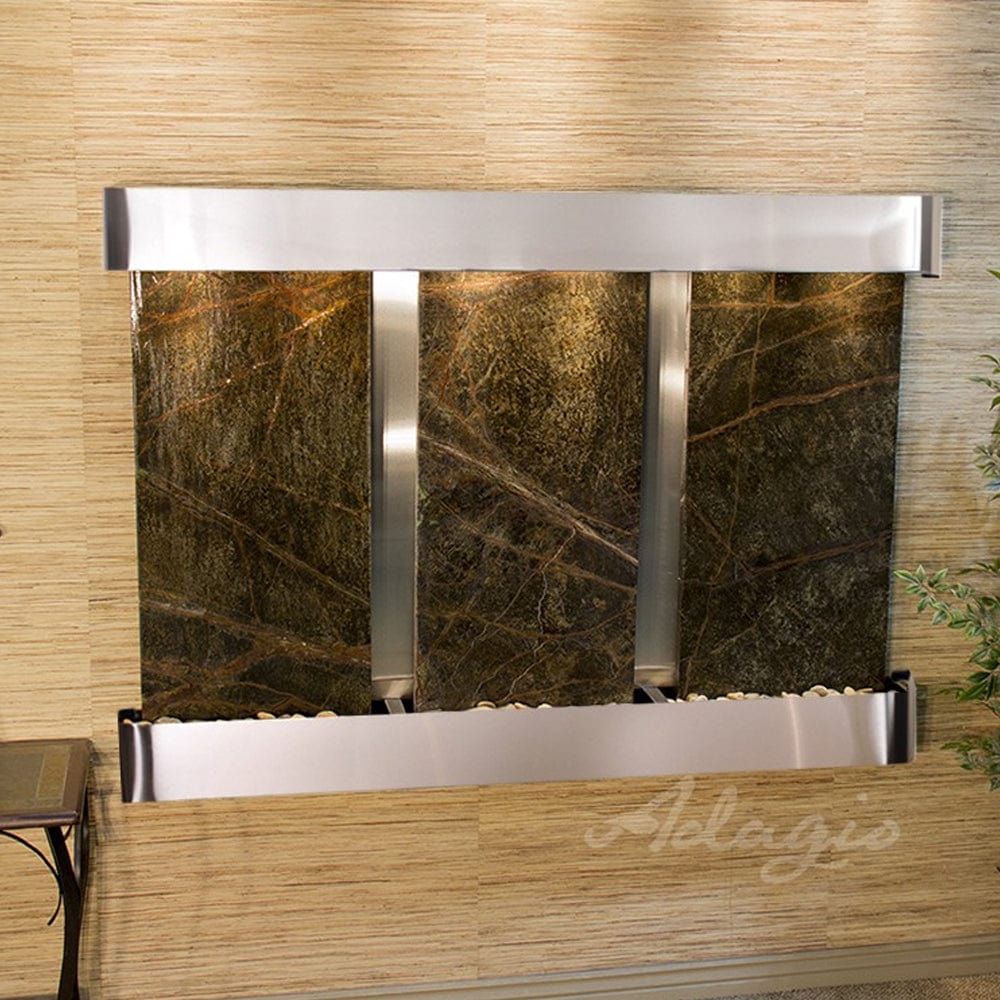 OlympusFalls-RainforestGreenMarble-StainlessSteel-RoundedCorners - Outdoor Art Pros