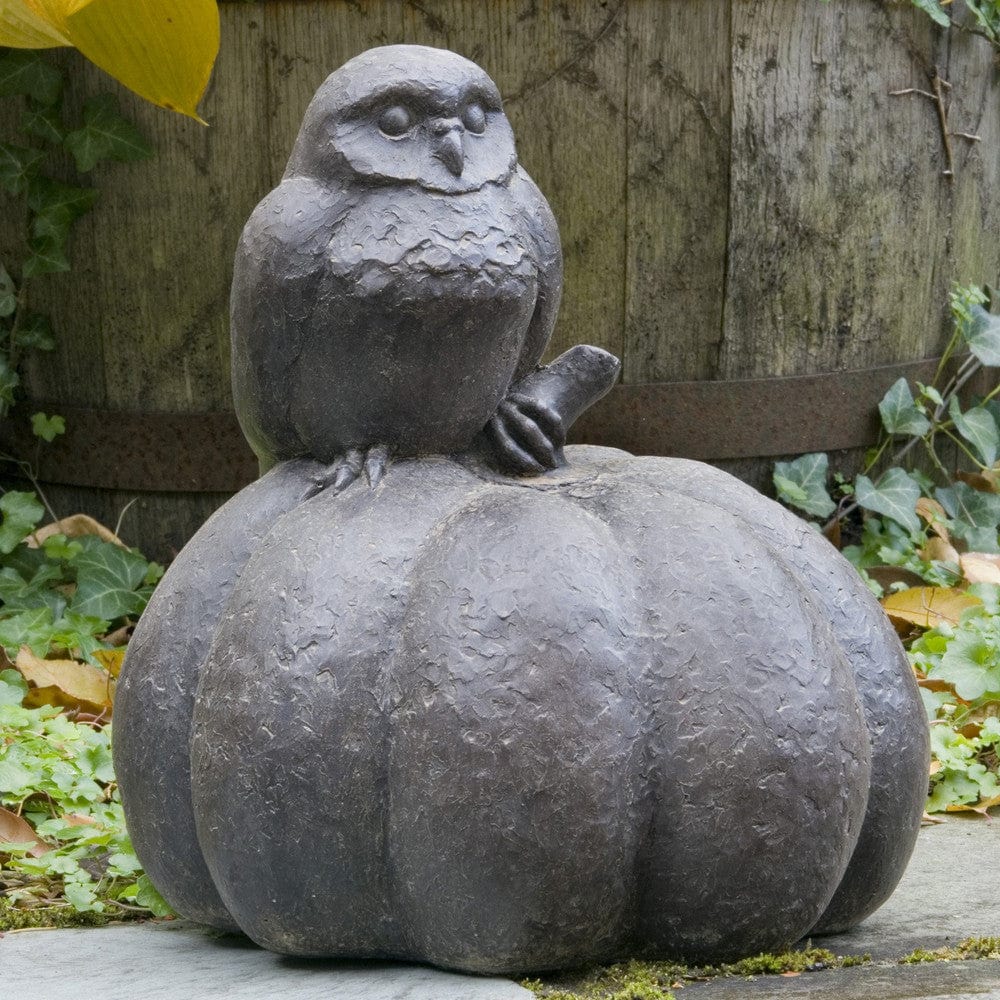 Owl on Pumpkin Cast Stone Garden Statue - Outdoor Art Pros