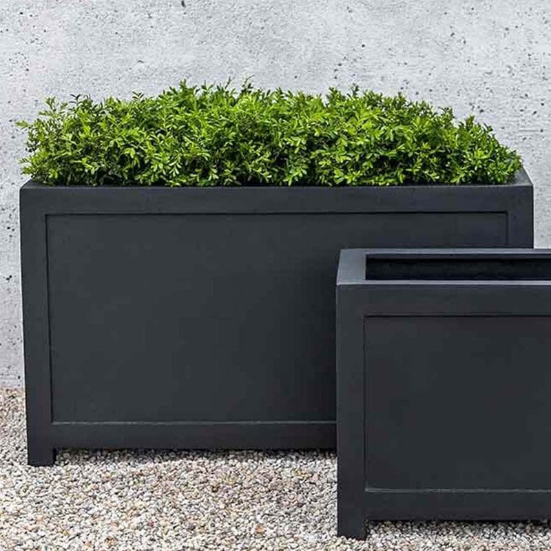 Oxford Rectangle Planter in Onyx Black Lite Large - Outdoor Art Pros