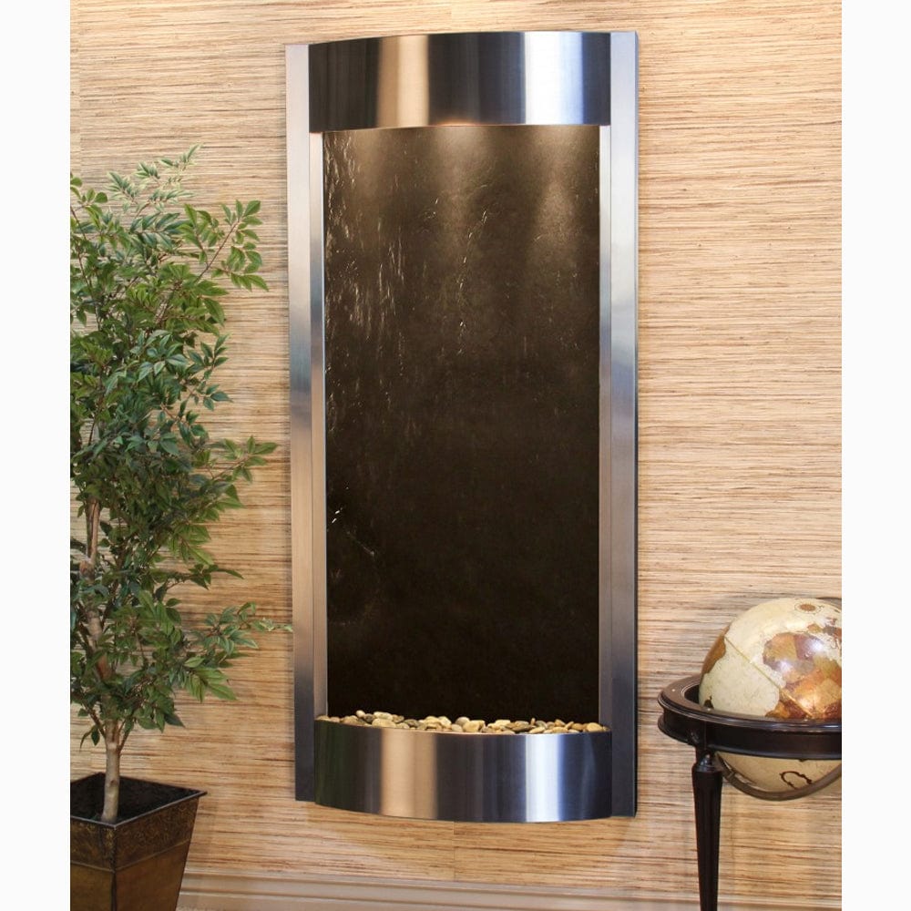 PacificaWaters-BlackFeatherStone-StainlessSteel - Outdoor Art Pros