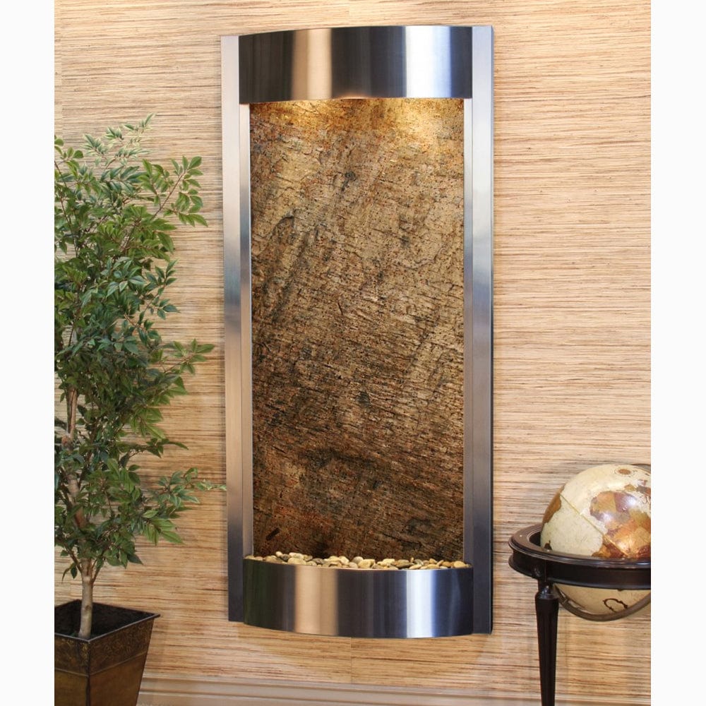 PacificaWaters-GreenFeatherStone-StainlessSteel - Outdoor Art Pros