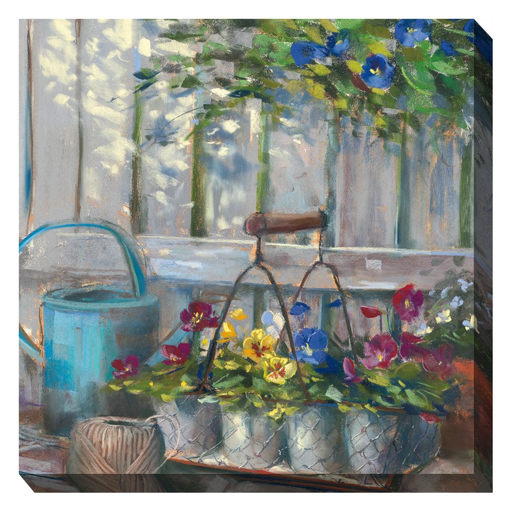 Pansy Basket Outdoor Canvas Art - Outdoor Art Pros