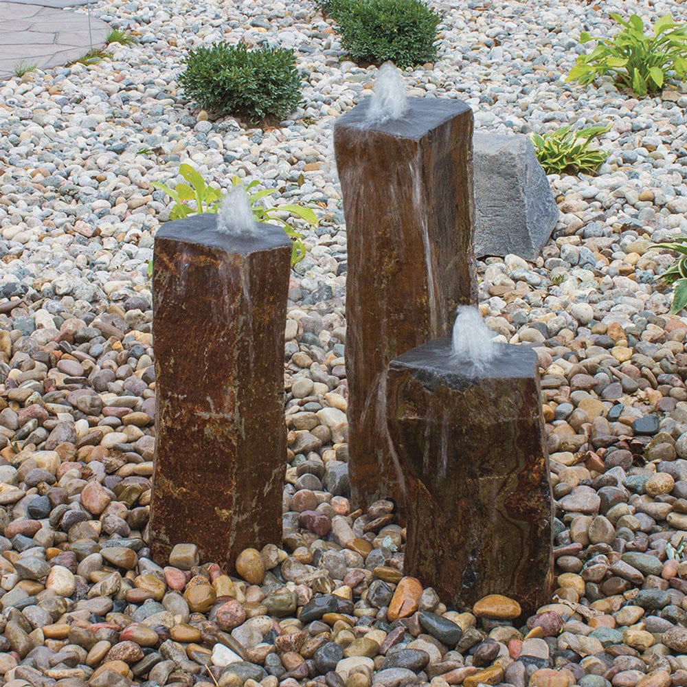 Polished Top Basalt Rock Column Fountain - Outdoor Art Pros