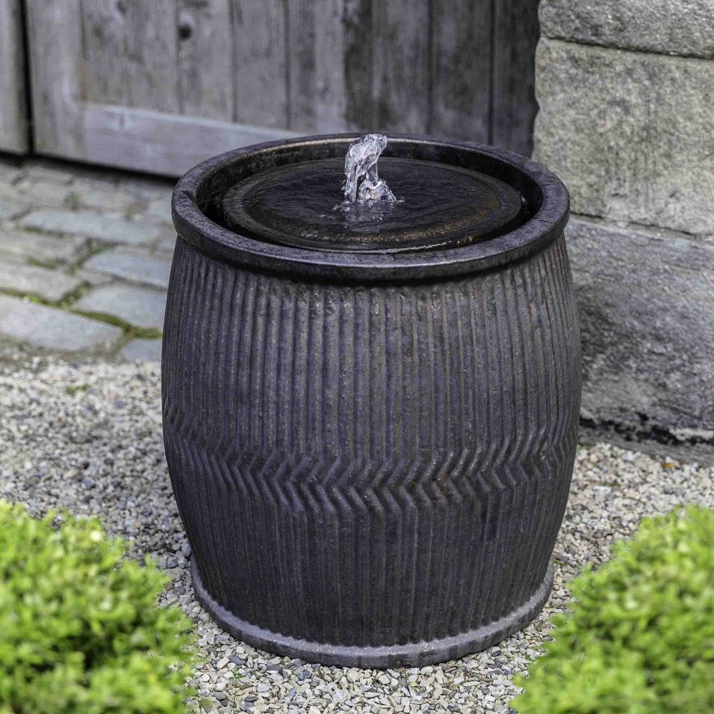 Rain Barrel Fountain - Bronze - Outdoor Art Pros
