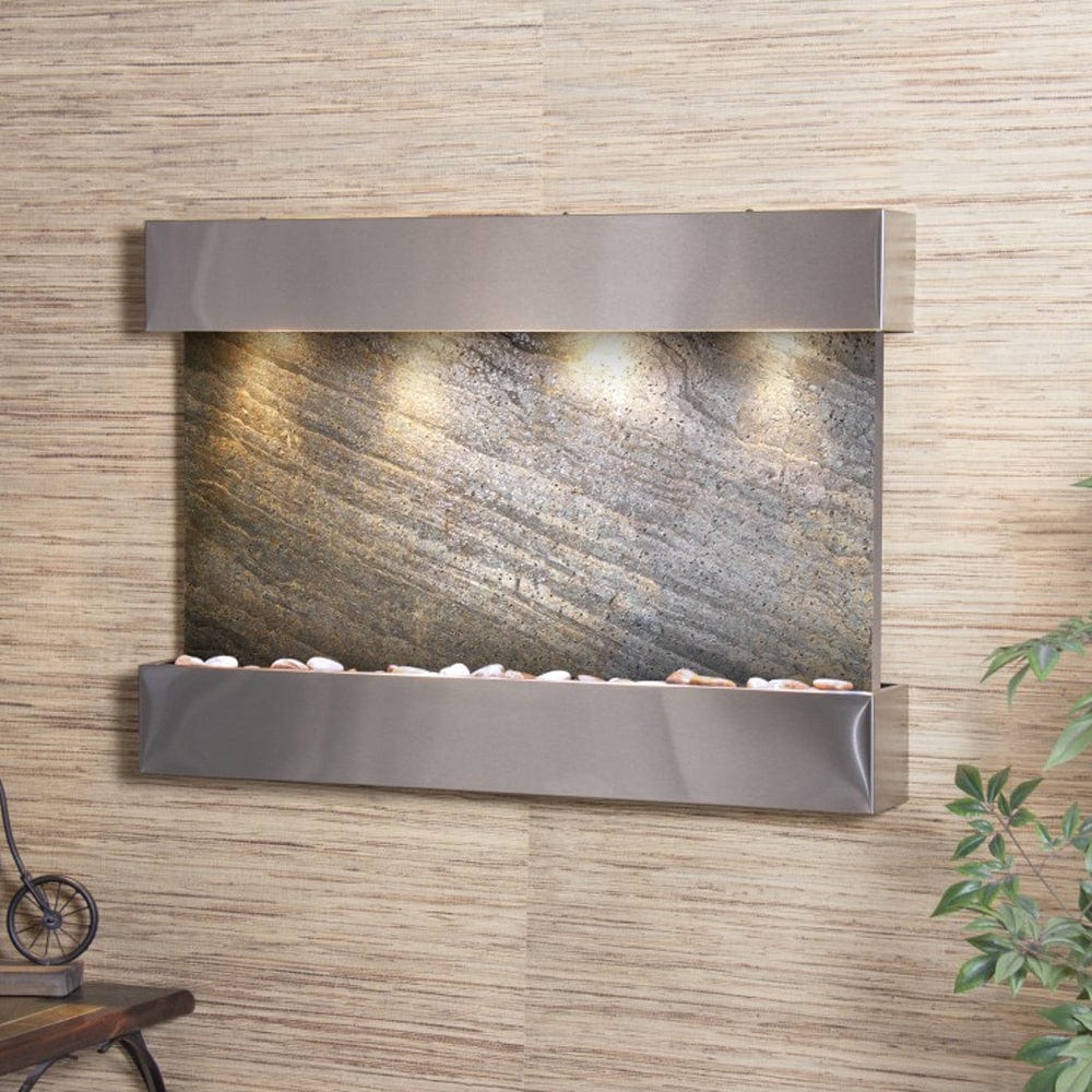 ReflectionCreek-GreenFeatherStone-StainlessSteel. - Outdoor Art Pros