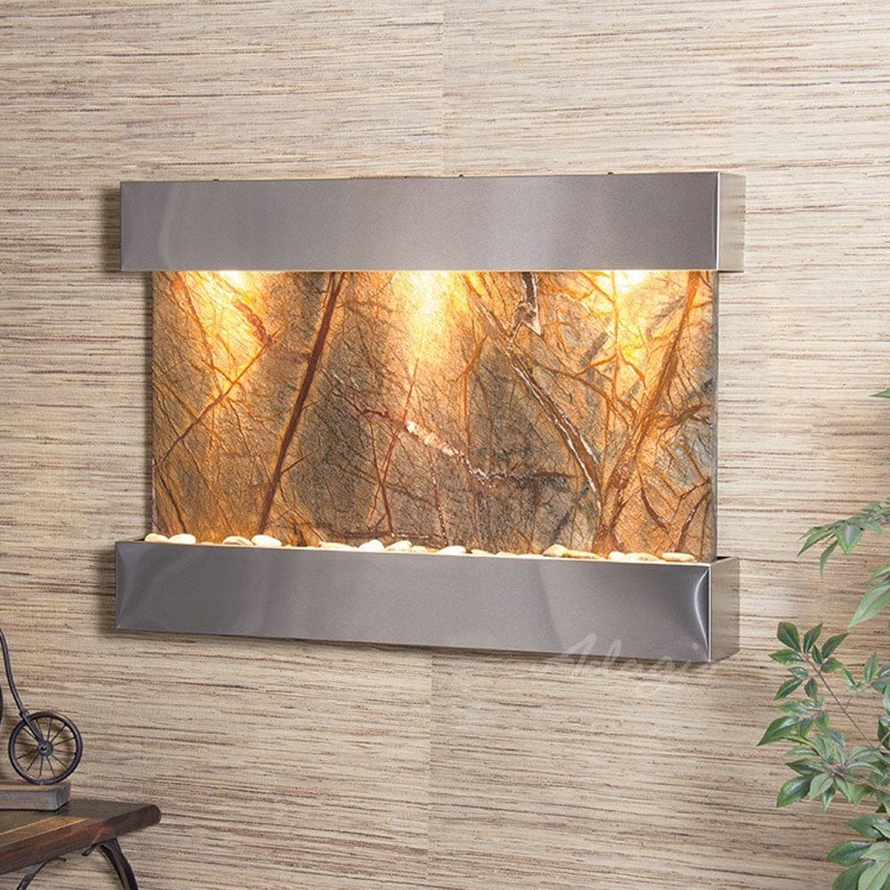 ReflectionCreek-RainforestBrownMarble-StainlessSteel - Outdoor Art Pros