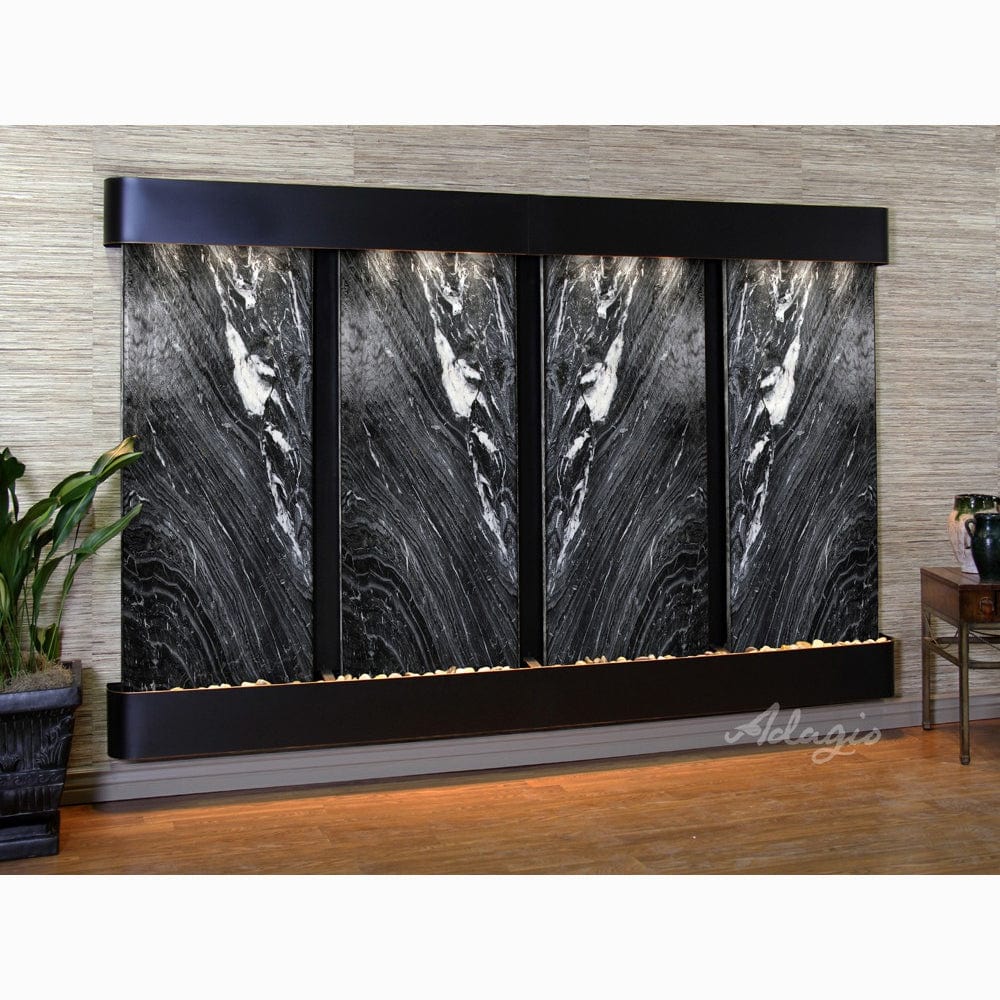 RegalFalls-BlackSpiderMarble-BlackenedCopper-Rounded-WhiteLED - Outdoor Art Pros