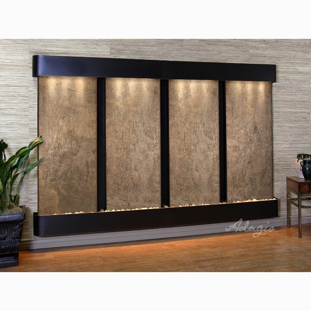 RegalFalls-GreenFeatherStone-BlackenedCopper-Rounded-WhiteLED - Outdoor Art Pros