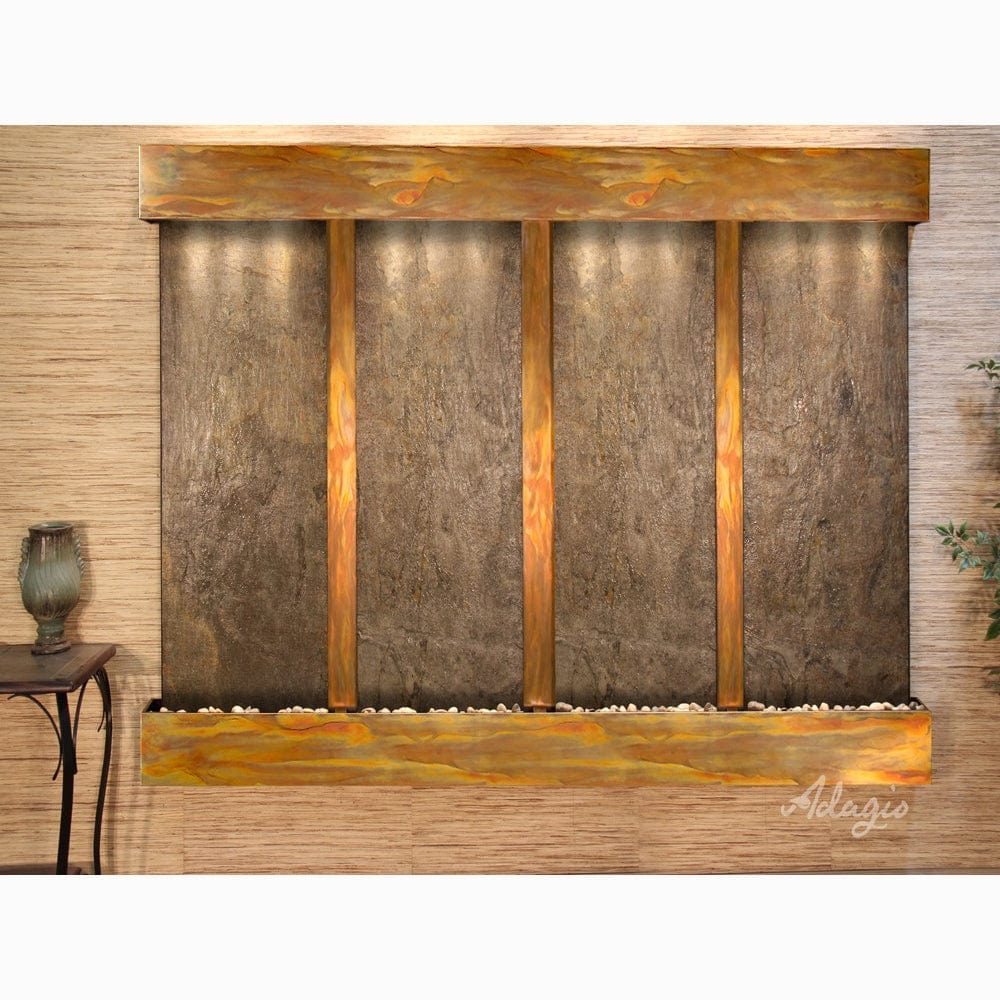 RegalFalls-GreenFeatherStone-RusticCopper-Squared-WhiteLED - Outdoor Art Pros